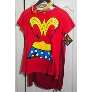 Wonder Woman T-Shirt Costume Top Cape Headpiece Rubie's Halloween Kit Cosplay